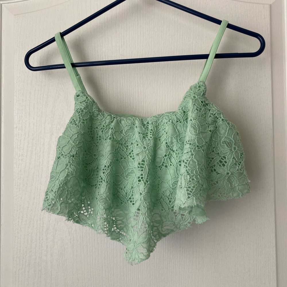 Balera Crop top. Eyelet design. Mint green color. Small